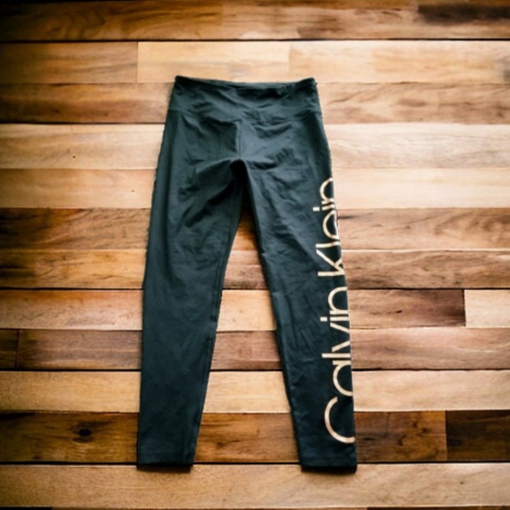 Calvin Klein Performance Gold Oversized Logo Leggings NWOT